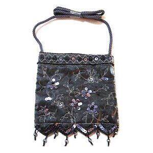 Evening Bag Steel Grey Sequin Shoulder Bag NEW